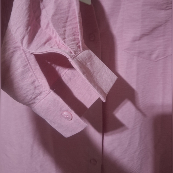 NWT AISEW Brand Pink Long Sleeve Button Down High-low Blouse Small - Picture 6 of 8
